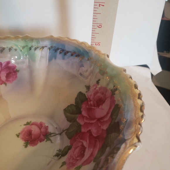 Silesien Germany Large Bowl with Roses - Picture 8 of 9
